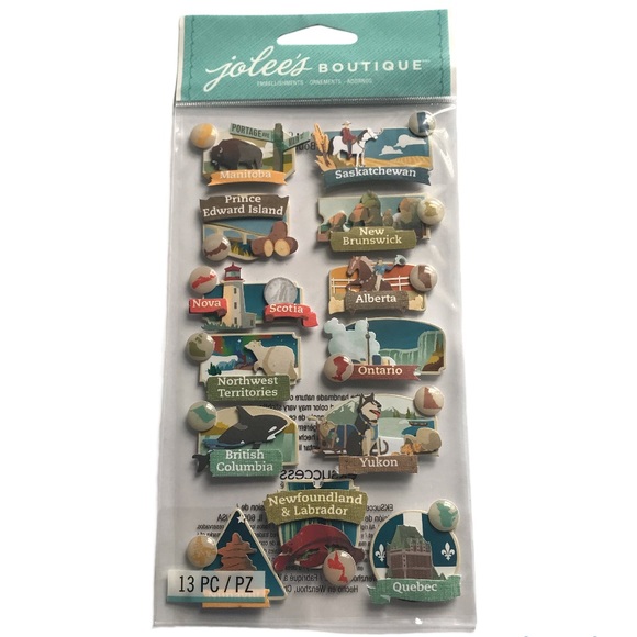 🌻4/$20 Jolee’s Boutique Canadian Provinces Sticker Embellishments New - Picture 2 of 7